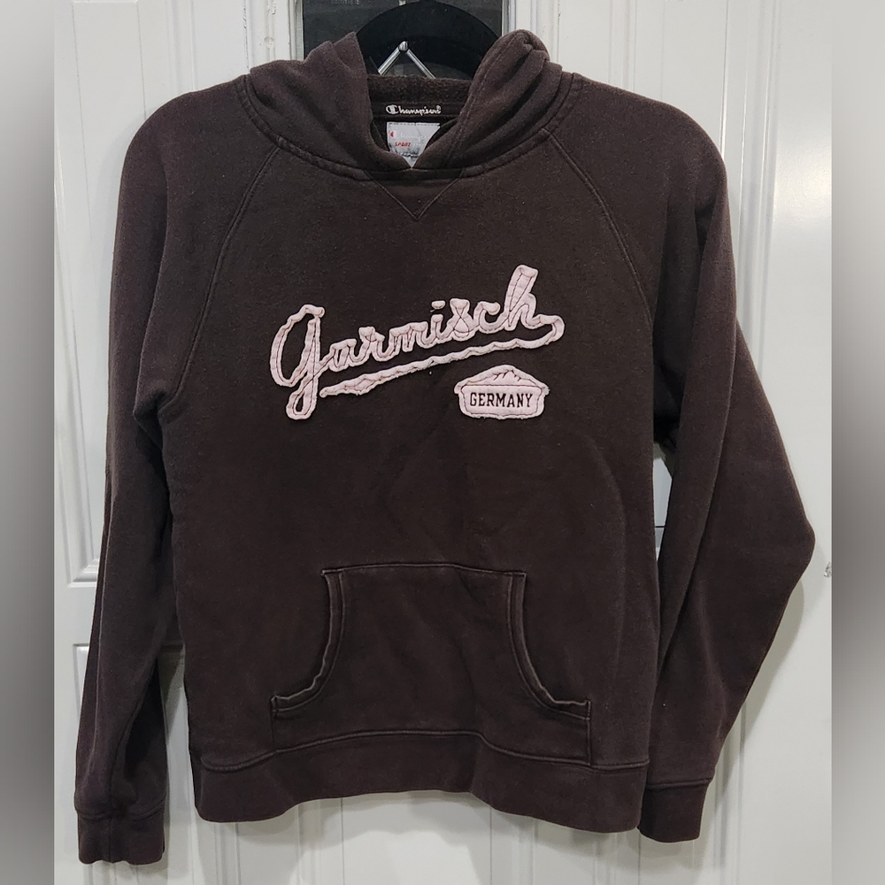 Champion Germany brown hoodie pullover unisex juniors size Medium